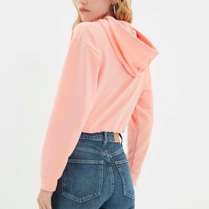 Pink Graphic Knitted Cropped Women's Hoodie - Hoodies 19