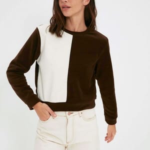 Two Tone Color Block Knitted Women's Sweatshirt Two Tone Color Block Knitted Women's Sweatshirt - Sweatshirts 45