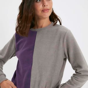 Two Tone Color Block Knitted Women's Sweatshirt - Sweatshirts 28