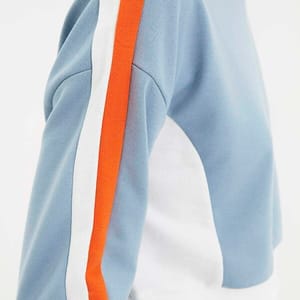 Blue Neck Knitted Cropped Women's Sweatshirt - Sweatshirts 22