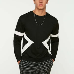 Stripe Detail Black Sweatshirt - Sweatshirts 27