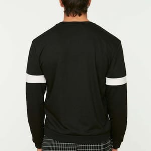 Stripe Detail Black Sweatshirt - Sweatshirts 29
