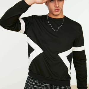 Stripe Detail Black Sweatshirt