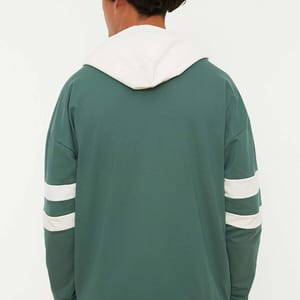 Green Color Block Front Pocket Men's Hoodie - Hoodies 24