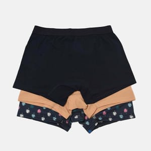 Navy Blue and Beige Pack Of 3 Printed Men's Boxers - Boxers 24