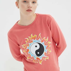 Pink Front Crew Neck Graphic Print Women's Sweatshirt - Sweatshirts 23