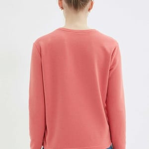 Pink Front Crew Neck Graphic Print Women's Sweatshirt - Sweatshirts 24