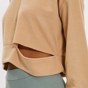 Crop Cut Detail Fabric Knitted Sweatshirt - Sweatshirts 28