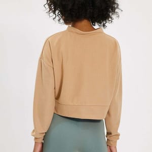 Crop Cut Detail Fabric Knitted Sweatshirt - Sweatshirts 29