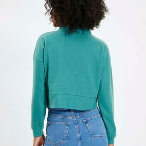 Crop Cut Detail Fabric Knitted Sweatshirt - Sweatshirts 49