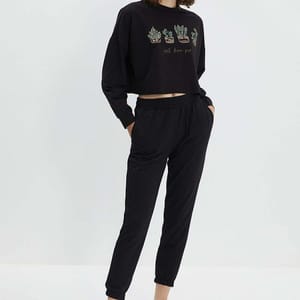 Loose Crop Printed Knitted Sweatshirt Trendyol - Women's Sweatshirts 71