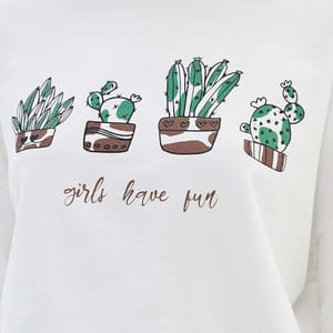 Loose Crop Printed Knitted Sweatshirt Trendyol - Women's Sweatshirts 33