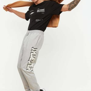 Grey Essential Printed Men's Sweatpants - Sweatpants 22