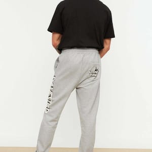 Grey Essential Printed Men's Sweatpants - Sweatpants 24