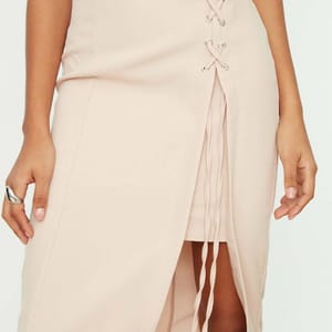 Square Neck Hip High Slit Lace Up Detail Women's Dress Square Neck Hip High Slit Lace Up Detail Women's Dress - Midi Dresses 33