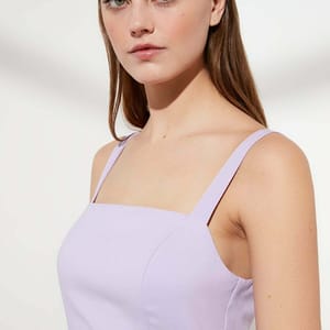 Square Neck Hip High Slit Lace Up Detail Women's Dress Square Neck Hip High Slit Lace Up Detail Women's Dress - Midi Dresses 53