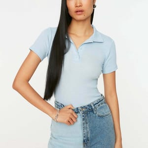 Button Detail Ribbed Top