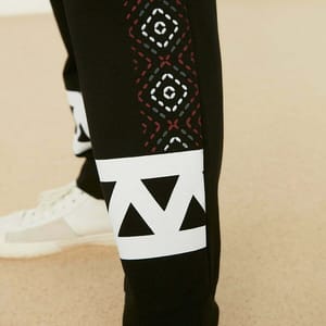 Black Cuffed Printed Men's Sweatpants - Sweatpants 22