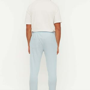 Baby Blue Drawstring Cuffed Men's Sweatpants - Sweatpants 24