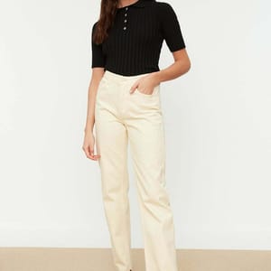 Polo Neck Knitted Sweater Trendyol - Women's Sweaters 36
