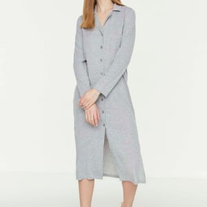 Slit Button Detail Dress - Midi Dresses 22