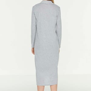 Slit Button Detail Dress - Midi Dresses 23