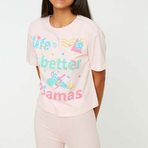 Pink Front Printed Knitted Women's Pyjama Set Pink Front Printed Knitted Women's Pyjama Set - Co-ord Sets 21