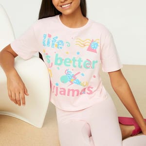 Pink Front Printed Knitted Women's Pyjama Set Pink Front Printed Knitted Women's Pyjama Set - Co-ord Sets 22