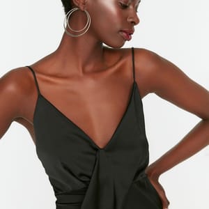 Asymmetric Ruffle Detail Strappy Dress Trendyol - Women's Party Dresses 22