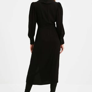 Black V Neck Pleated Wrap Women's Dress Black V Neck Pleated Wrap Women's Dress - Party Dresses 24