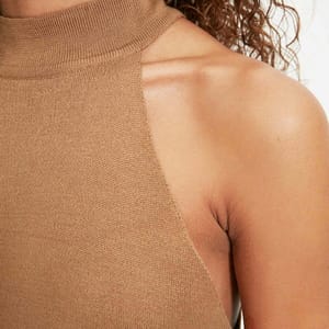 Knitted One Shoulder Dress - Mini Dresses 23