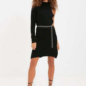 Knitted One Shoulder Dress - Mini Dresses 39