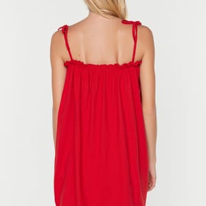 Tie Shoulder Ruffle Detail Dress Trendyol - Women's Mini Dresses 4