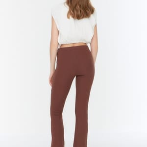Brown Boot-Cut Wide Leg Women's Trouser - Trousers 23