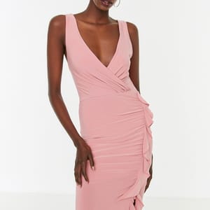 Volan Detailed Evening Dress Trendyol - Women's Party Dresses 1