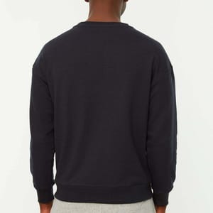 Navy Blue Front Print Printed Men's Sweatshirt - Sweatshirts 24