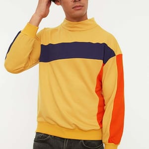 Yellow Color Block Men's Sweatshirt - Sweatshirts 22