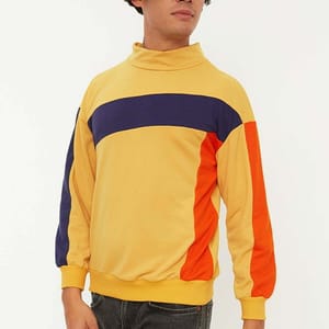 Yellow Color Block Men's Sweatshirt