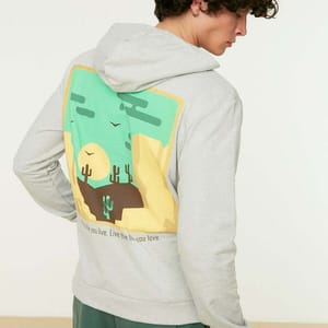Grey Back Printed Regular Fit Men's Hoodie - Hoodies 23