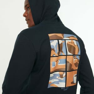 Navy Blue Essential Back Print Men's Hoodie - Hoodies 21