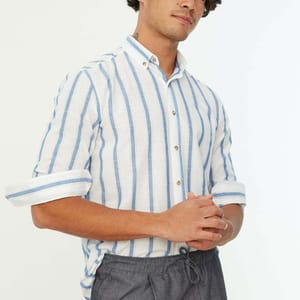 Blue Striped Slim Fit Men's Shirt - Long Sleeves Shirts 29
