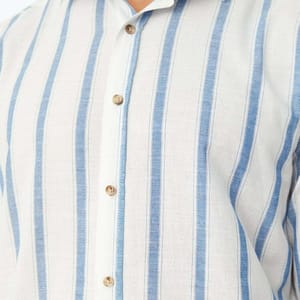 Blue Striped Slim Fit Men's Shirt - Long Sleeves Shirts 31