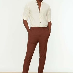 Off-White Essential Slim Fit Button-Tab Sleeve Men's Shirt - Long Sleeves Shirts 22