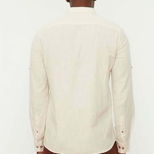 Off-White Essential Slim Fit Button-Tab Sleeve Men's Shirt - Long Sleeves Shirts 24