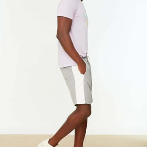 Grey Side Stripe Drawstring Men's Shorts - Sweat Shorts 31