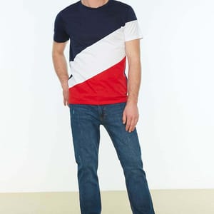 Multi Color Diagonal Block Crew Neck Men's T-Shirt Multi Color Diagonal Block Crew Neck Men's T-Shirt - Short Sleeve T-Shirt 24