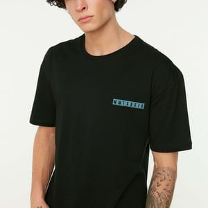 Back Print Crew Neck Black Men’s T-Shirts - Short Sleeve T-Shirt 24