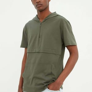 Half Zip Hooded T-Shirt Trendyol - Men's Short Sleeve T-Shirt 23