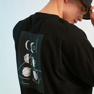 Back Print Essential Oversize Crew Neck Men's T-Shirt - Short Sleeve T-Shirt 77