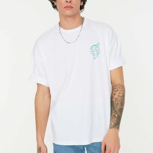 Seoul Focused Back Print Crew Neck White Men's T-Shirts - Short Sleeve T-Shirt 24